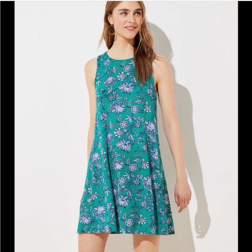 Loft blue and green floral dress